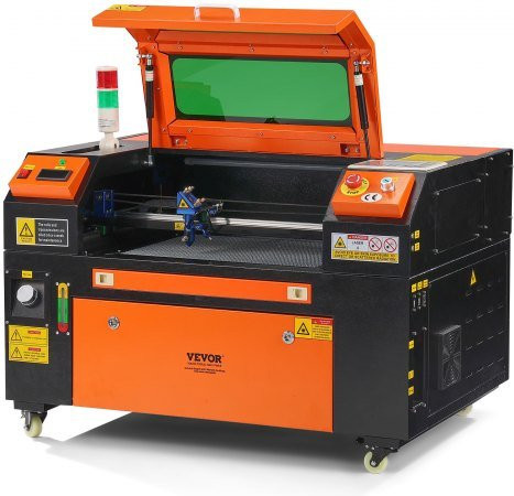 VEVOR 50 W CO2-Lasergravierer und Laserschneidmaschine mit 2-Wege-Pass-Air-Assist, Farbe: Orange, Arbeitsbereich: Breite: 30,0 cm, Tiefe: 50,0 cm, kompatibel mit LightBurn, CorelDRAW und AutoCAD - Bild 1