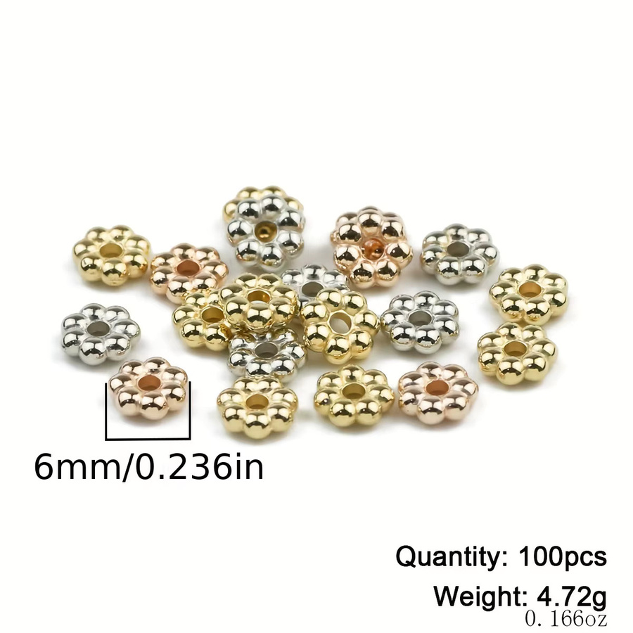 JHNBY Spacer Perlen Schneeflocke, 6 mm, Rose Gold/Silber, Unisex - Bild 2