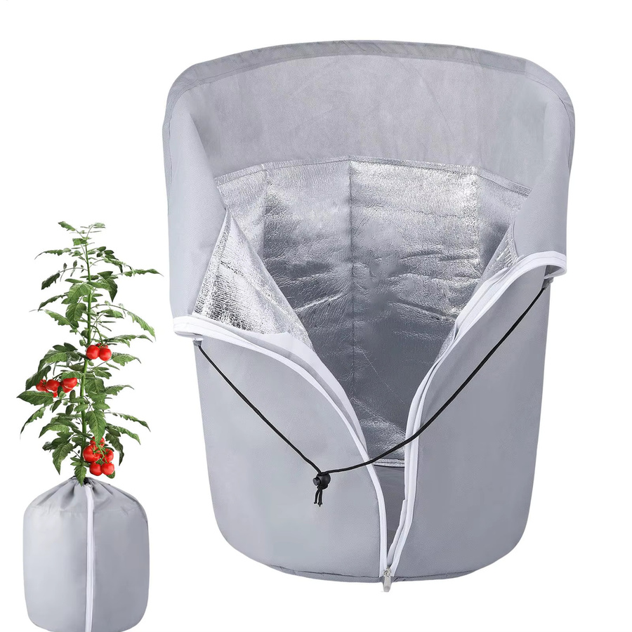Blumentopf-Isolierabdeckung für den Winter in Grau aus Polyester, Pflanzgefäß-Schutzhülle für den Außenbereich, B/T/H: 70,0 x 65,0 x 0 cm - Bild 2