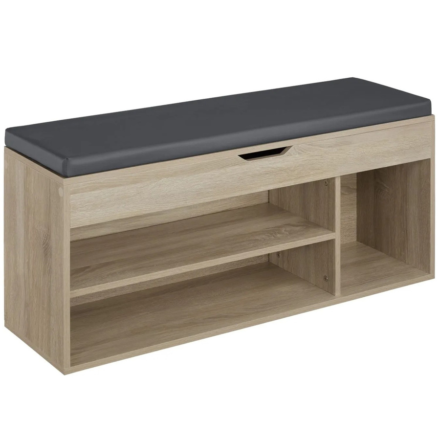 tectake Schuhbank Natalya mit Sitzpolster für 9 Paar Schuhe in Eiche Sonoma, B/T/H: 104 x 30 x 49 cm - Bild 3