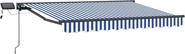 vidaXL Manueller Markisenrahmen mit LED-Beleuchtung in Blau und Weiß, B: 250 cm, T: 200 cm - Bild 1