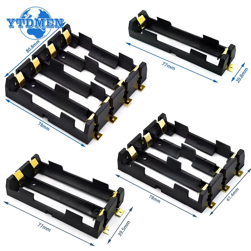 YTDMEN SMT Batteriehalter 3er Set für 18650 SMD Batterien in Schwarz mit Bronze Pins - Bild 2