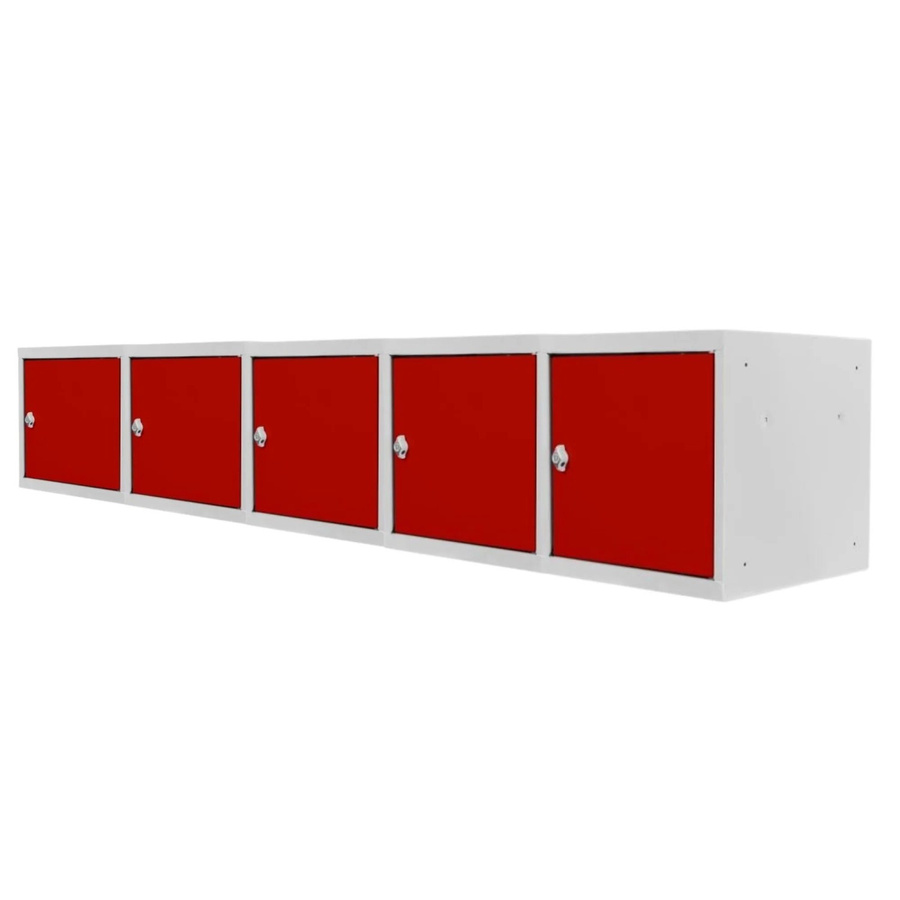 PROREGAL Blocky Schließfachwürfel Set aus 5 Stück mit Drehriegelschloss für Vorhängeschlösser, Farbe: Lichtgrau/Rot, B/T/H: 40 x 40 x 40 cm - Bild 2