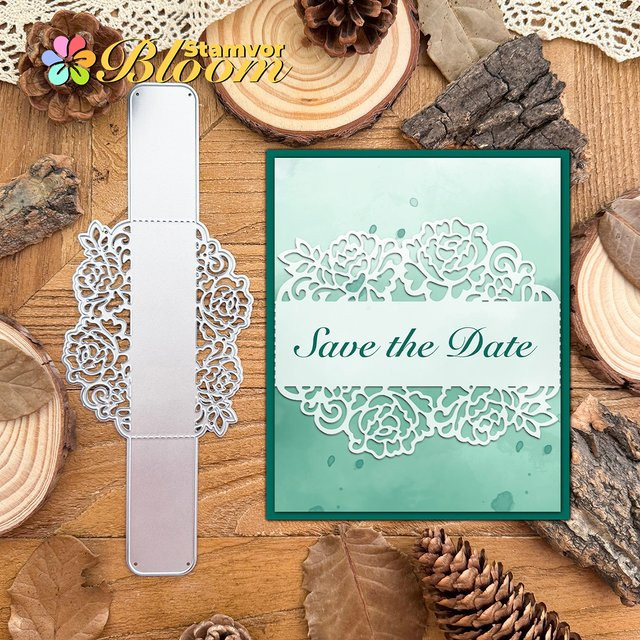 Metall Stanzform Blumen mit Spitzenrand in Silber für Scrapbooking und dekorative Prägung - Bild 1