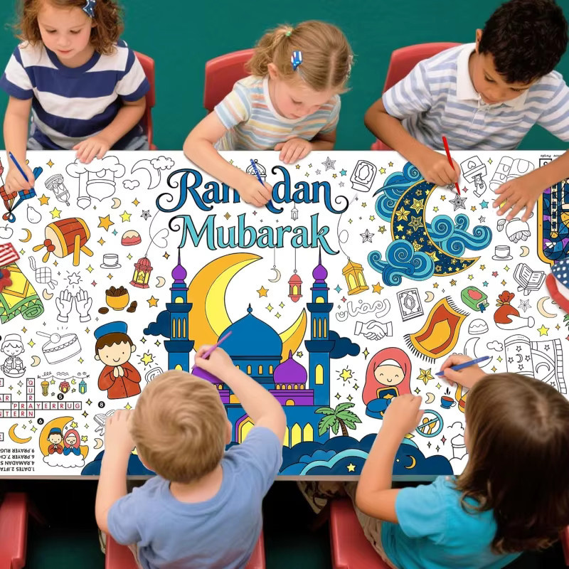 VIKAMA Ramadan Tischdecke mit orientalischem Mond-Design, Mehrfarbig, Rechteckig - Bild 4