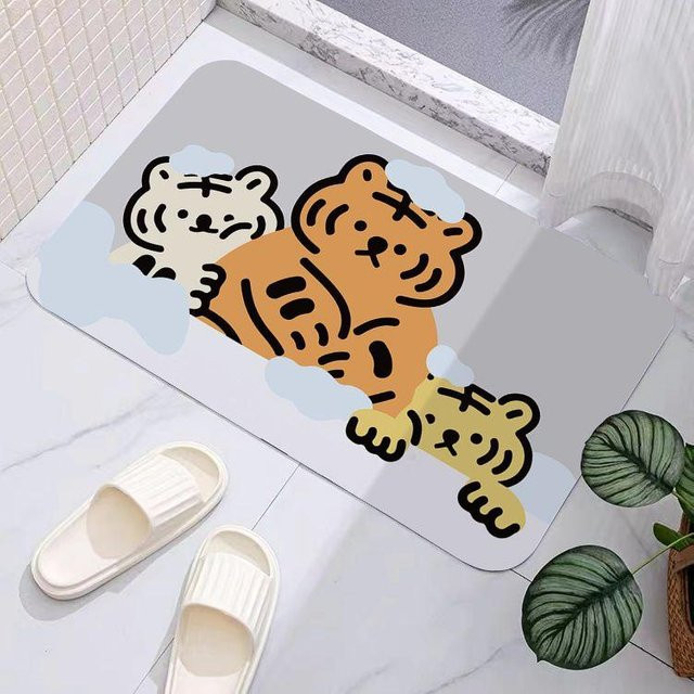 Rutschfeste Kieselgur Badezimmermatte mit Cartoon-Motiv, wasserabsorbierend und schnelltrocknend, Grau, B/B: 40 x 60 cm - Bild 1