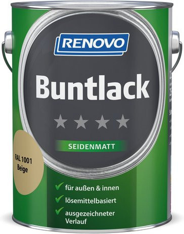 RENOVO Buntlack für Holz in Beige, lösemittelbasiert, seidenmatt und wetterfest - Bild 1