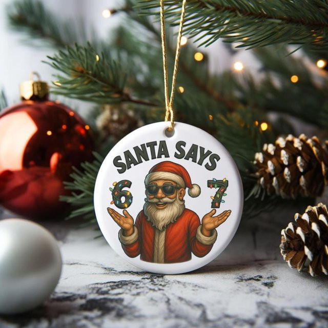 DUTRIEUX Weihnachtsbaumdekoration Santa Claus Ornament mit Gen Z Slang Design, Keramik, Mehrfarbig - Bild 1
