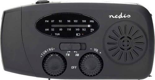 Nedis RDFMCR2000BK Notfallradio mit UKW, FM und AM sowie USB-C Anschluss in Schwarz - Bild 1