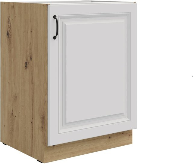Küchenunterschrank Stilo mit Einlegeboden in Weiss und Eiche Artisan, Breite: 60 cm - Bild 1