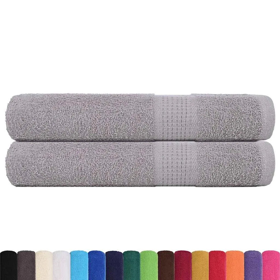 vidaXL Saunatücher 2er Set Grau aus 100% Baumwolle mit 360 g/m², B/H: 80 x 200 cm - Bild 2