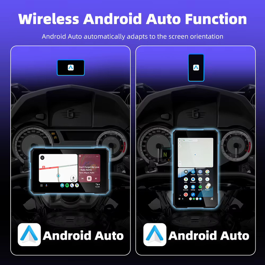 EKIY 5-Zoll Motorrad-Display mit Android Auto und Apple CarPlay, wasserdichtes Bluetooth-Navigationsdisplay in Schwarz - Bild 4