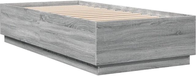 vidaXL Bettgestell modern in Grau Sonoma mit LED-Unterbettbeleuchtung und USB-Ladeport aus Holzwerkstoff, B/T/H: 100 x 200 x 40 cm - Bild 1