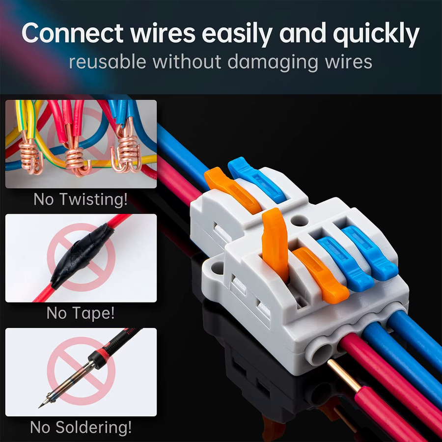 AOKIN Drahtverbinder Set 5/10 Stück Kompakte Schnellverbinder für 2 bis 4 Drähte 28–12 AWG Anschlussklemmen - Bild 4