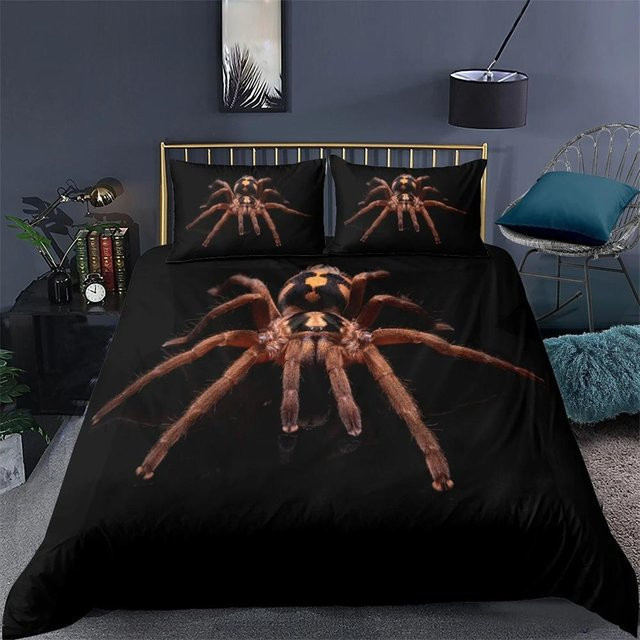 Bettwäsche Set mit Tarantel 3D Druck von Binchi Fitness in Schwarz, bestehend aus Bettbezug und Kissenbezug aus Polyester, B/H: 150 x 200 cm - Bild 1