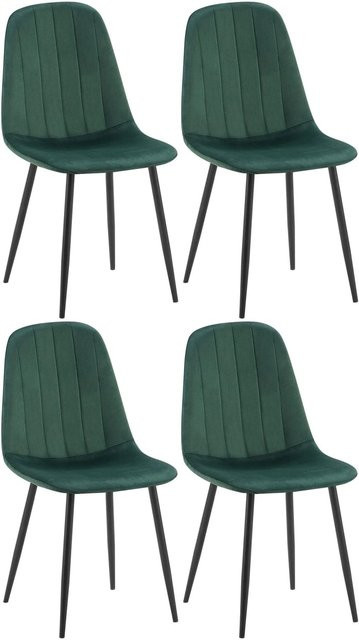 4er Set Esszimmerstühle DELUKE FOLIS aus Samt in Grün, B/T/H: 45 x 54 x 88 cm - Bild 1