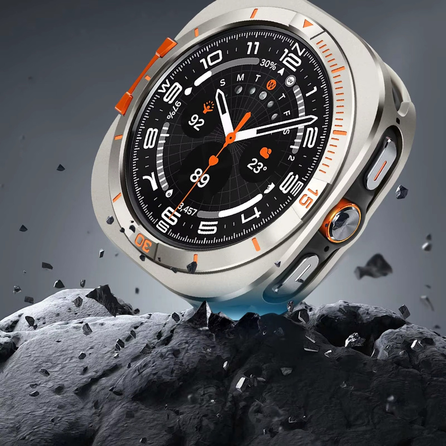 CAOWTAN Uhrenzubehör Metallgehäuse für Samsung Galaxy Watch Ultra, 47mm, Edelstahl, Black Orange, Unisex - Bild 3