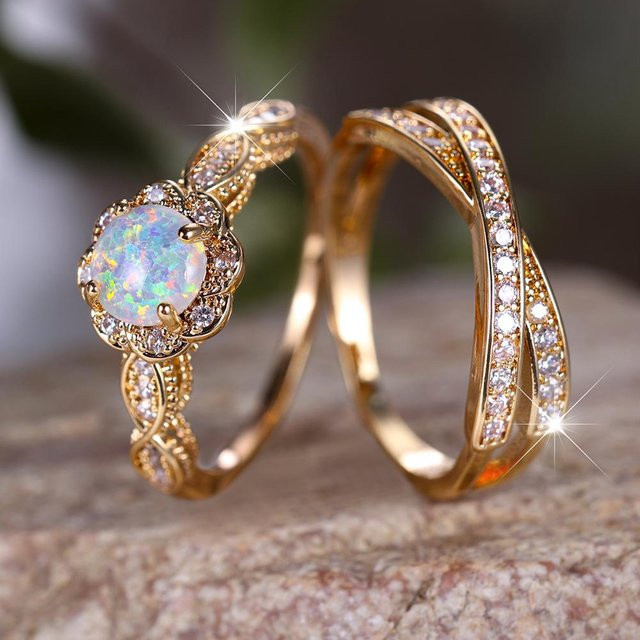 Bamos Ring-Set, Blumen-Zirkonia, goldfarben, Damen - Bild 1