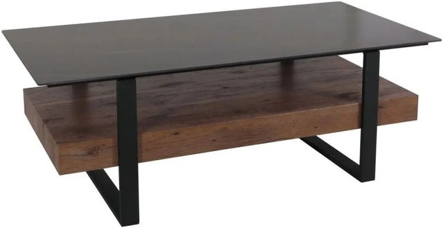 MCW Couchtisch L88 mit Sinterstein in Marmor-Optik und Eisenuntergestell, Schwarz und Dunkelbraun, B/T/H: 120 x 43 x 60 cm - Bild 2