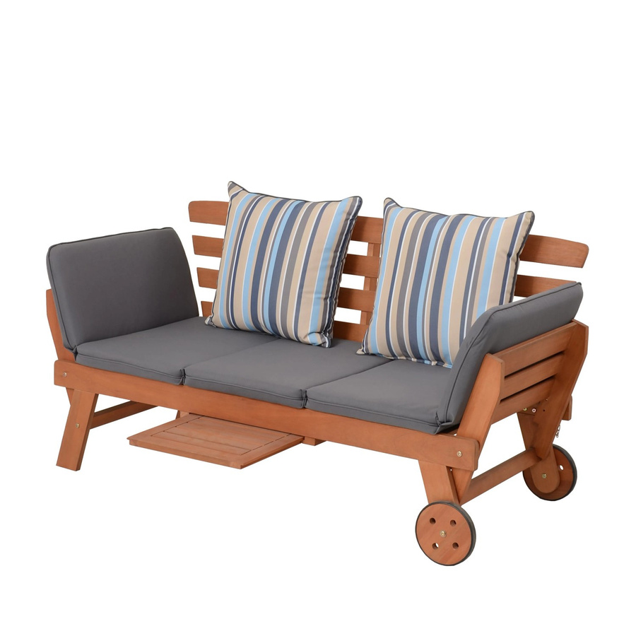 Garden Pleasure Gartenbank Rincon aus Eukalyptusholz mit gestreifter Auflage in Braun-Grau, B/T/H: 190 x 77,5 x 68 cm - Bild 2