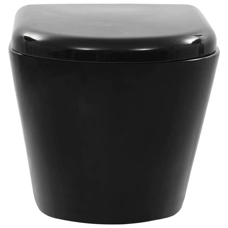 Wandhängende Toilette aus schwarzer Keramik mit verdecktem Spülkasten - Bild 4