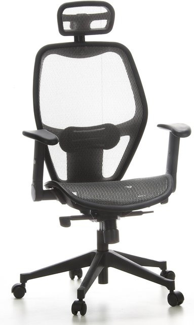 hjh OFFICE Profi Bürostuhl AIR-PORT in Schwarz mit Netzstoff und abklappbaren Armlehnen - Bild 1