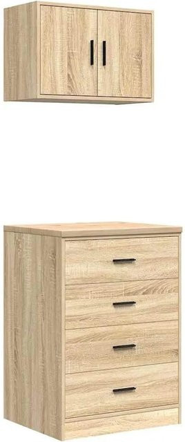 vidaXL Garagenschränke 2er-Set aus Holzwerkstoff in Sonoma-Eiche, Wandmontage möglich - Bild 1