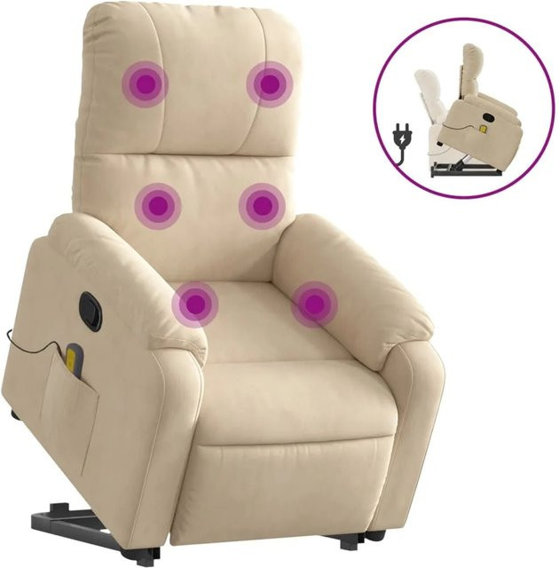 vidaXL Massagesessel mit Aufstehhilfe in Beige aus Mikrofasergewebe - Bild 1