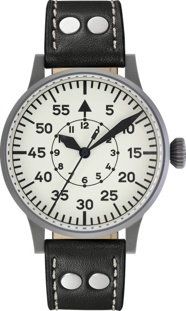 Laco Fliegeruhr, Automatik, Edelstahl, Saphirglas, Leder, 42 mm - Bild 1