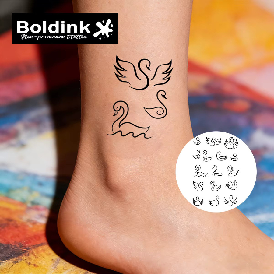 BOLDINK Tattoo-Aufkleber Schwanenmotiv, Unisex - Bild 2