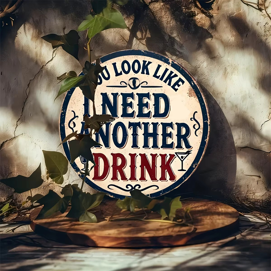 Potdemiel Vintage Eisenschild You Look Like I Need Another Drink Rund, Mehrfarbig, Durchmesser: 20 cm - Bild 4