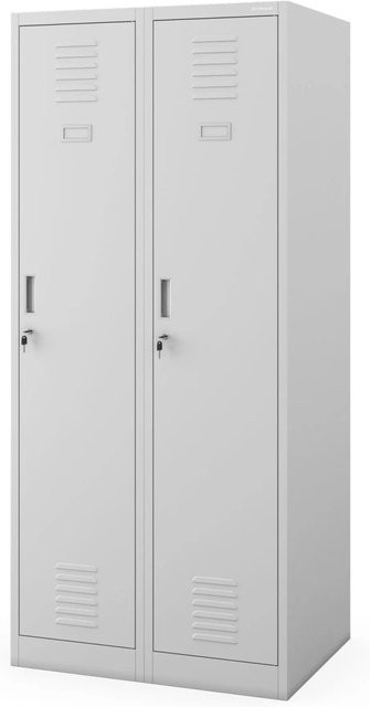 Jan Nowak Garderobenschrank Kacper D600 aus Metall in Grau mit Scharniertüren, H: 180 cm, B: 80 cm, T: 60 cm - Bild 1