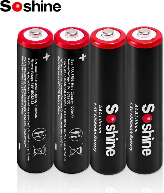 Soshine AAA Lithiumbatterie 1,5 V mit 1200 mAh in Schwarz - Bild 1