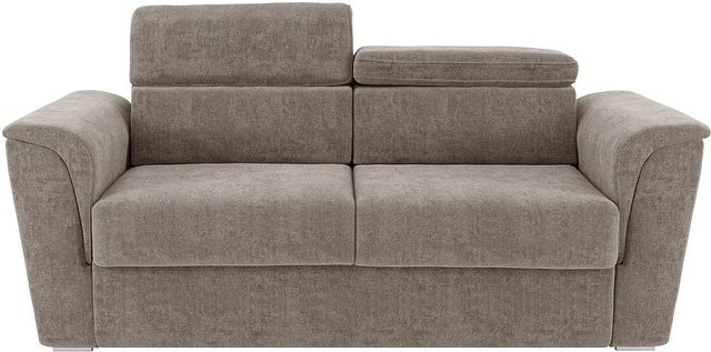 Vente-unique Schlafsofa Rizora in Taupe mit verstellbarer Kopfstütze und Stoffbezug, Breite: 210 cm - Bild 1