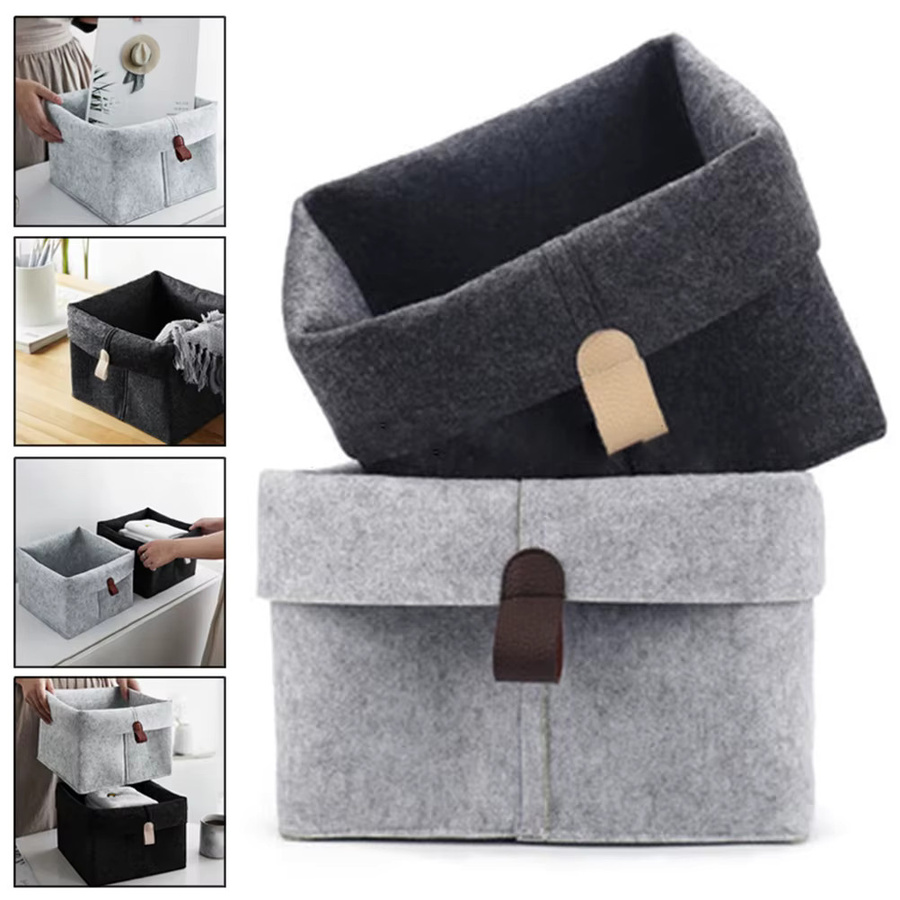 Trebalena Filz-Aufbewahrungskorb als Schreibtisch-Organizer und Mehrzweck-Box in Schwarz und Grau, B/T/H: 20 x 20 x 12 cm - Bild 2