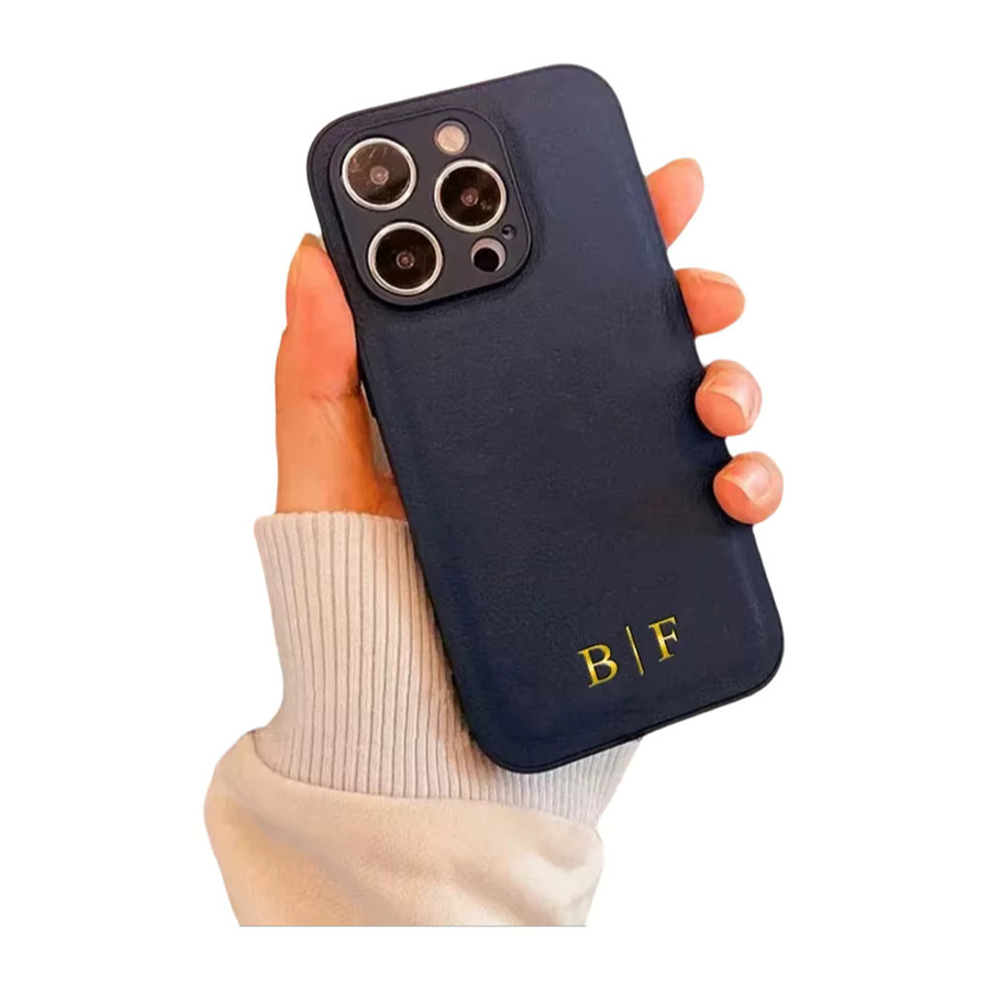Personalisierte Lederhülle von YLUOYI mit Gravur von Initialen und Namen für iPhone 11 bis iPhone 17 Pro Max und Air in Pink oder Blau - Bild 4