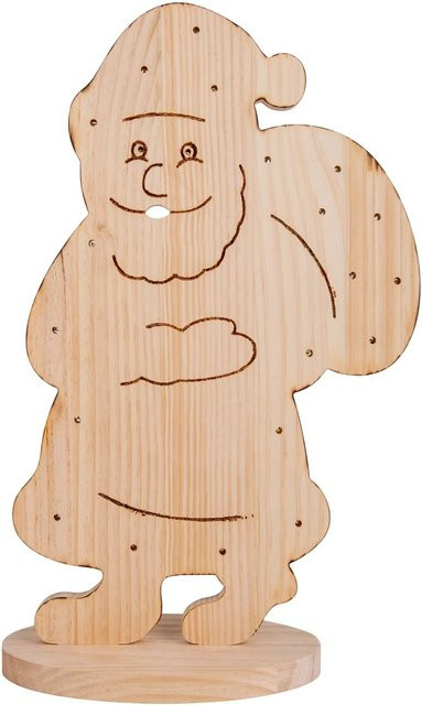 Näve Outdoor LED Weihnachtsdeko Santa aus Holz in Braun, Höhe: 49 cm - Bild 1