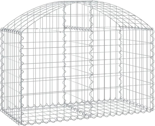 vidaXL Gabione mit Hochbogen aus verzinktem Eisen in Silber, B/T/H: 100 x 50 x 60/80 cm - Bild 1