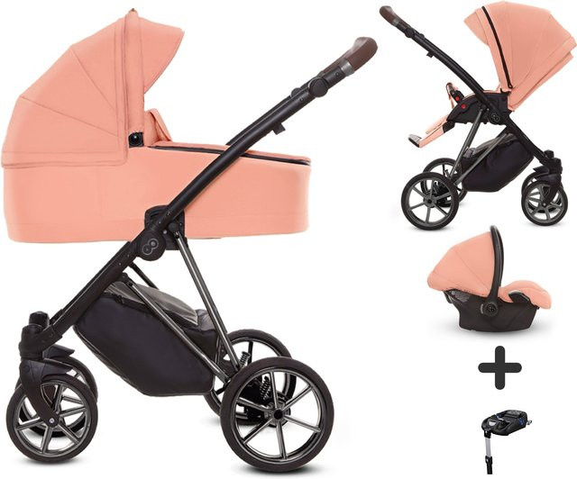 TPFLiving 4in1 Kinderwagen Ultra Stoff in Apricot mit silbernem Gestell - Bild 1