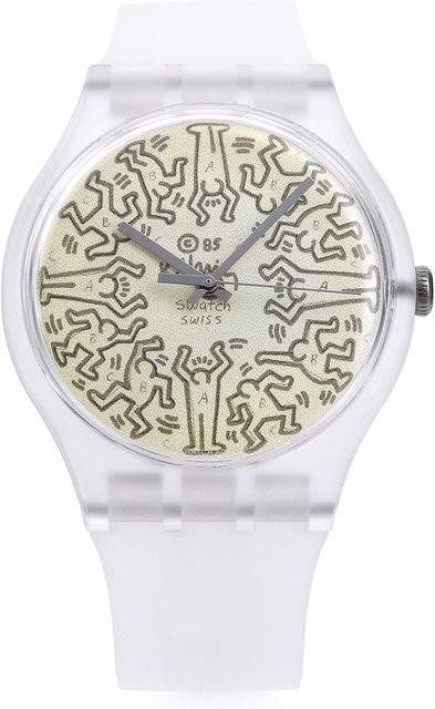 Swatch Armbanduhr, Quarz, Kunststoff, Grau, Herren - Bild 1
