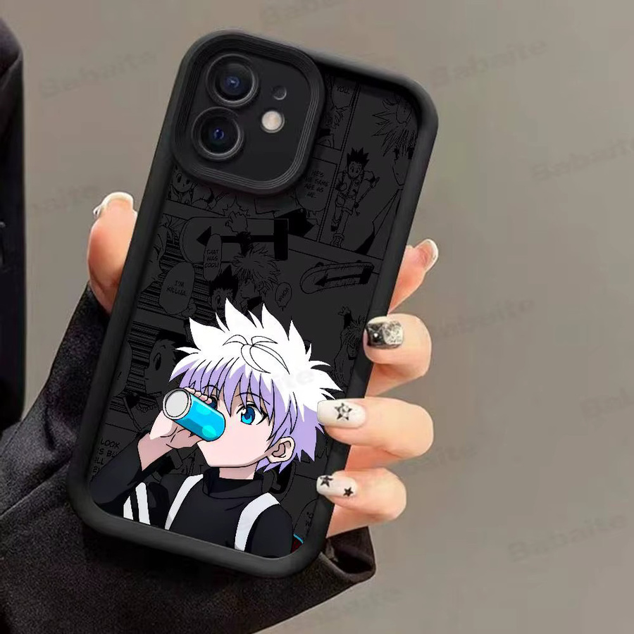 Stoßfeste Silikon-Handyhülle mit Anime Killua Hunter X Hunter Design für Apple iPhone 11 bis 17 Pro Max in Schwarz - Bild 5