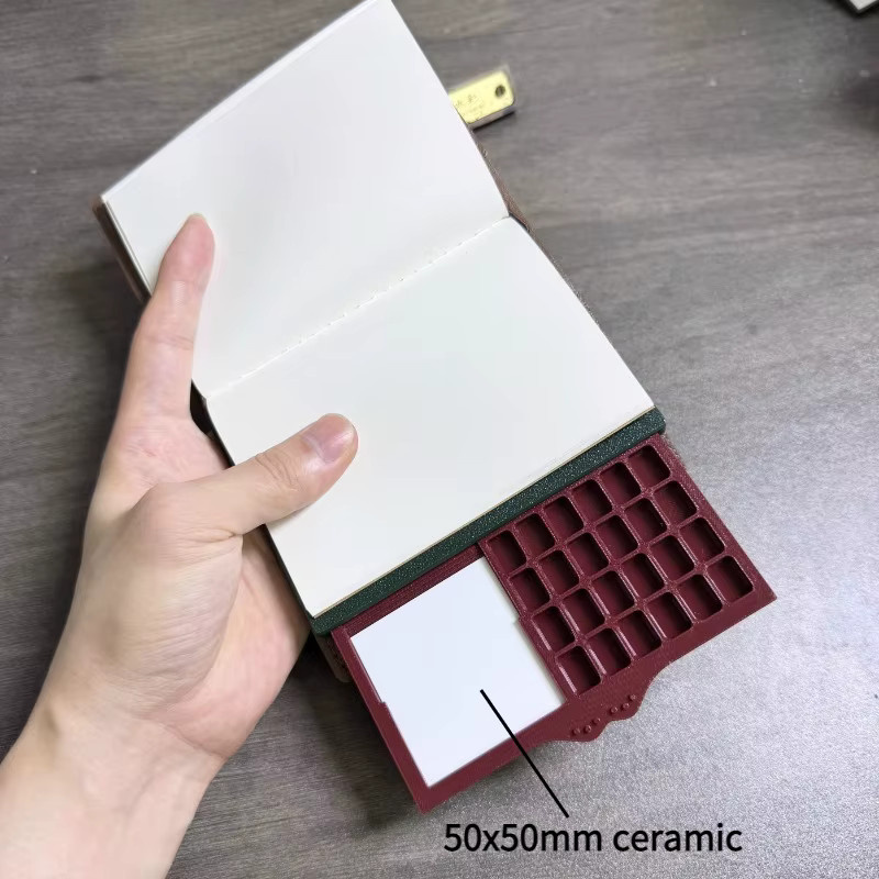 Tragbare Keramikpalette für Aquarellfarben in Rot, ausziehbare und ultradünne Malpalette für Künstler und Reisen - Bild 1
