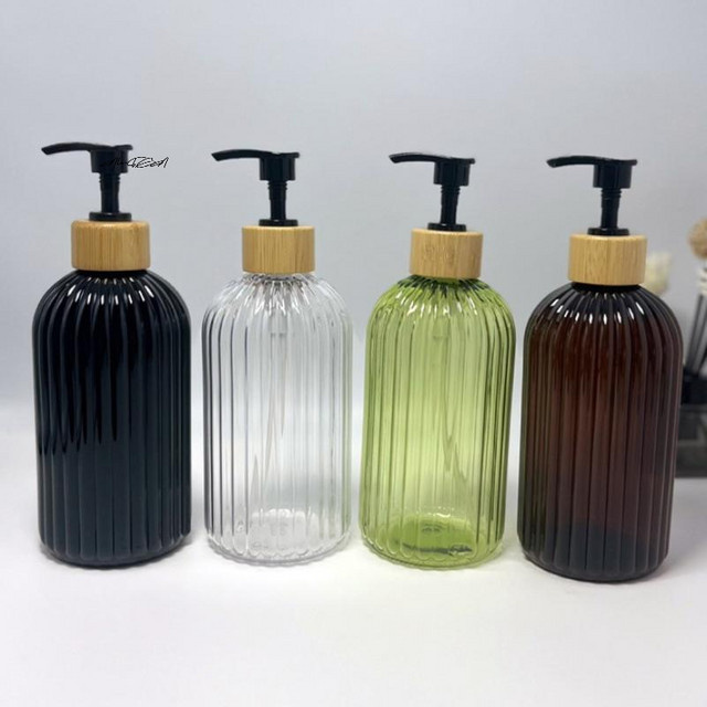 HNKMP Nachfüllbarer Seifenspender aus Glas mit Pumpe, 500 ml, Braun - Bild 1
