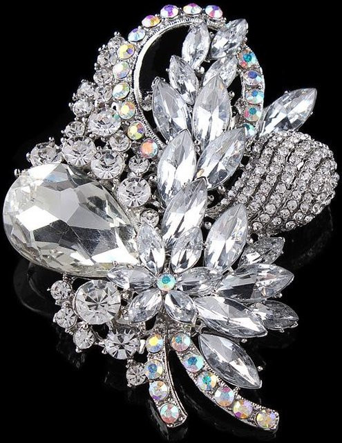 YIRAN Brosche, Strass, Kristall, Damen, weiß - Bild 1