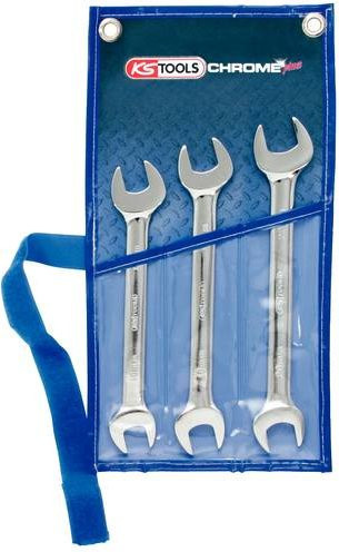 KS Tools CHROMEplus Doppel-Maulschlüssel-Satz aus Chrom-Vanadium, 3-teilig, Silber - Bild 1