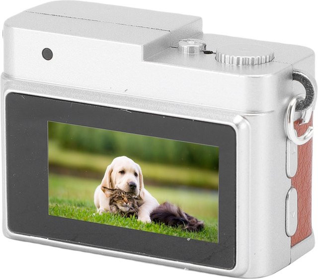 KONNWEI Schlüsselanhängerkamera mit 64GB Speicher, 1080P Auflösung und 0,96 Zoll Farbdisplay, tragbare Retro-Kamera in Braun und Silber - Bild 1