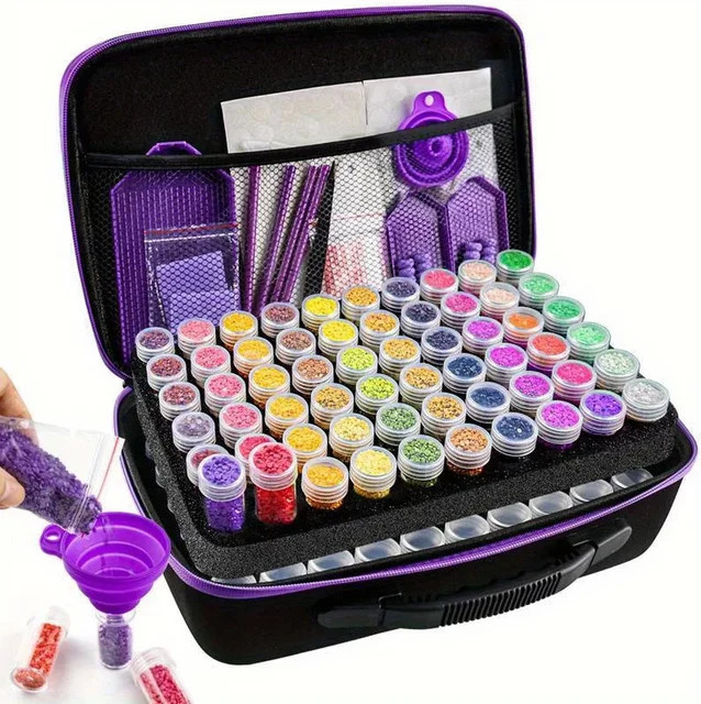 Diamantmalerei Zubehör Set mit Werkzeugen, Aufbewahrungsbox, Stiften und Tabletts aus Harz und Kunststoff für 5D Diamond Painting - Bild 1