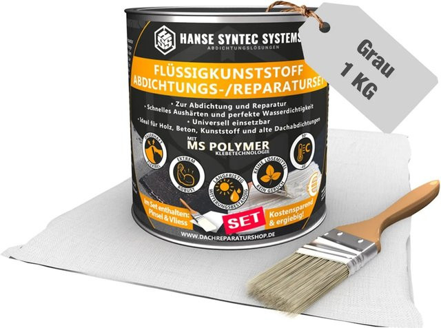 HSS Flüssigkunststoff Abdichtungs- und Reparatur-Set aus MS-Polymer in Grau, 1 kg - Bild 1