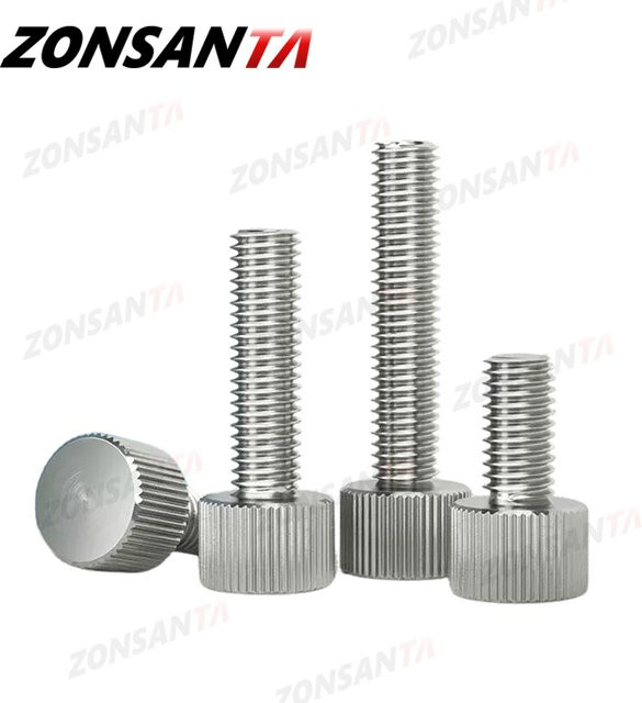ZONSANTA Rändelschrauben aus Edelstahl A2-70 mit flachem Rundkopf in Silber - Bild 1