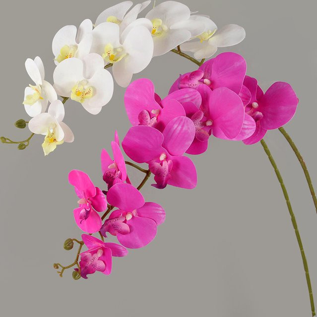 ZQNYCY Künstliche Orchidee Phalaenopsis aus Seide mit Schmetterling in Pink und Weiß, 100 cm Höhe - Bild 1